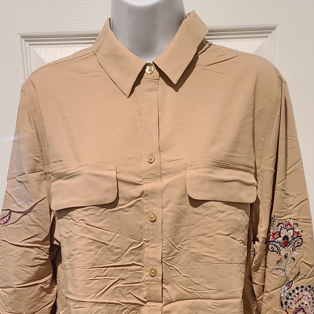 Chico's Embroidered Button Up Shirt
